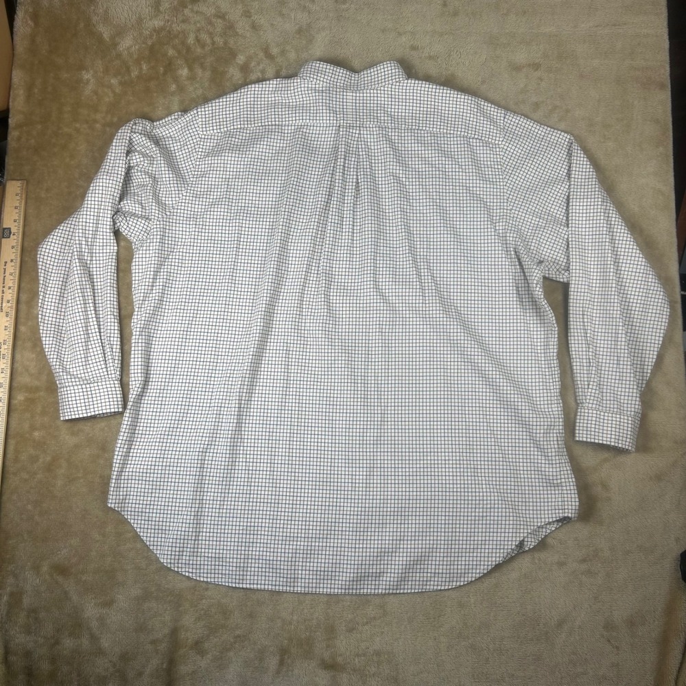 Ralph Lauren Classic Fit 3XLT Tall Button Down Shirt White Blue Brown Check 1797 - Picture 7 of 8